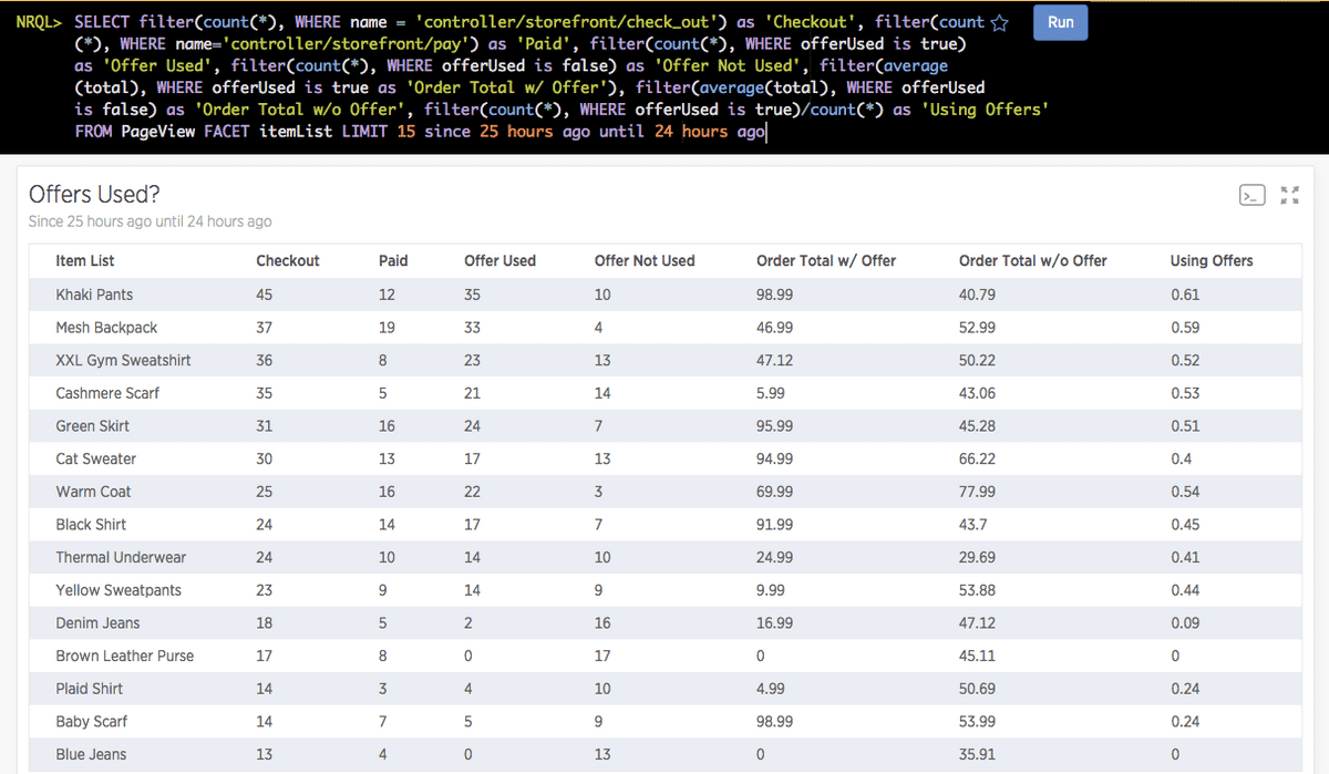 screenshot insights filter